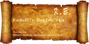 Kadnár Boglárka névjegykártya