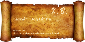 Kadnár Boglárka névjegykártya